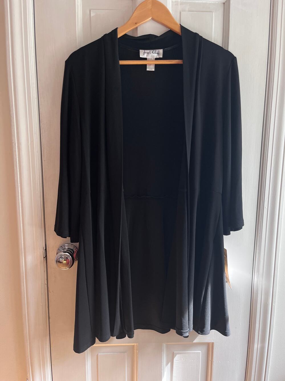 Joseph Ribkoff NWT Black Drape Duster Cardigan Jacket Wrap LDS 16 UK 18 $155
